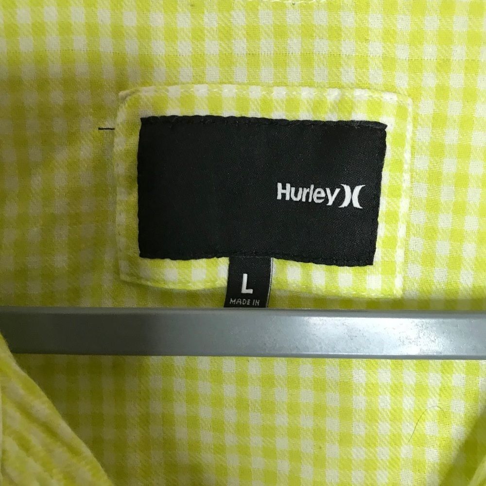 Hurley Lime Green Gingham Button Down Blouse - image 4